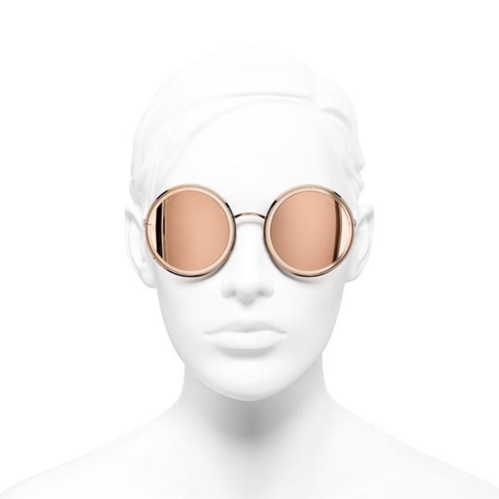 CHANEL 2017 Pink Gold Mirrored Sunglasses